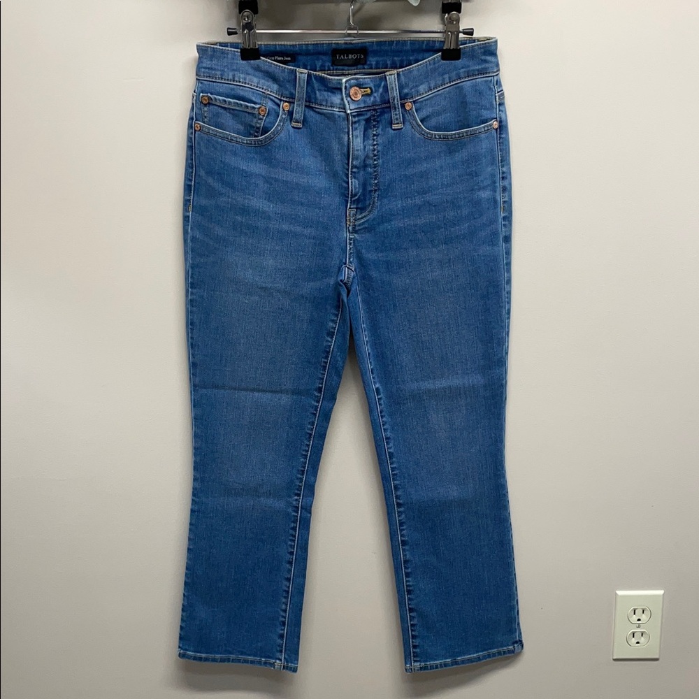 NWOT Talbots Crop Flare Jeans Hull Wash Denim Jeans Slimming Tummy Panel 2